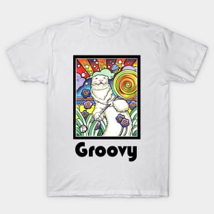 Cosmic Lollipop Ferret - Groovy - Black Outlined Version T-Shirt